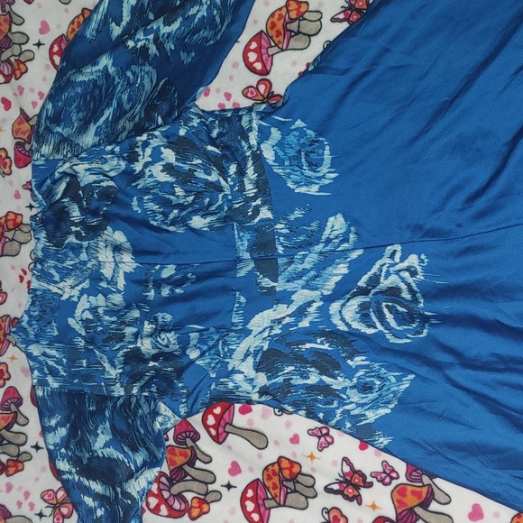 White House Black Market Blue Floral Long Sleeve Dress - Picture 2 of 4